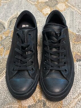 Never worn Converse All Black Low-Top Leather Sneakers - Women